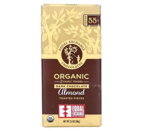 Equal Exchange, Organic Dark Chocolate, Almond Toasted Pieces  2.8 oz (80 g)