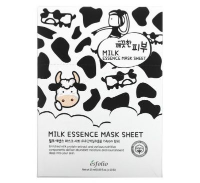 Esfolio, Milk Essence Beauty Sheet Mask, 10 Sheet Masks, 0.85 fl oz (25 ml) Each