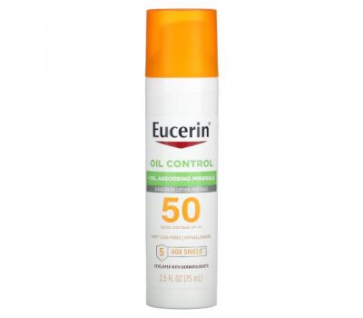 Eucerin, Oil Control, Lightweight Sunscreen Lotion for Face, SPF 50, 2.5 fl oz (75 ml)