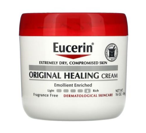 Eucerin, оригінальний загоювальний крем для дуже сухої та пошкодженої шкіри, без ароматизаторів, 454 г (16 унцій)