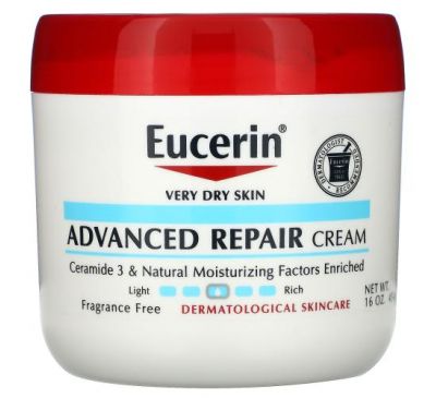 Eucerin, удосконалений відновлювальний крем, без ароматизаторів, 454 г (16 унцій)