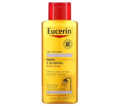 Eucerin, заспокійливий гель для душу, для сухої й подразненої шкіри, без запаху, 250 мл (8,4 рідкі унції)
