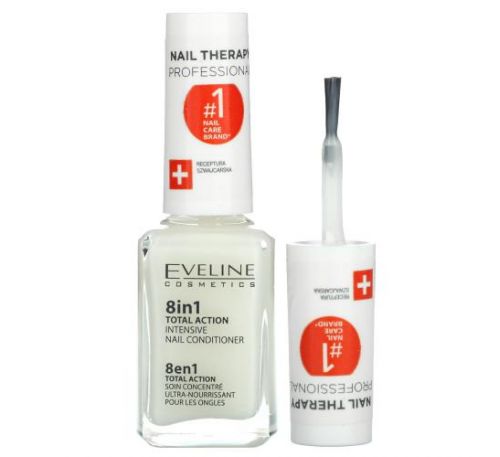 Eveline Cosmetics, 8 In 1 Total Action, Hypoallergenic Intensive Nail Conditioner, 0.42 fl oz (12 ml)