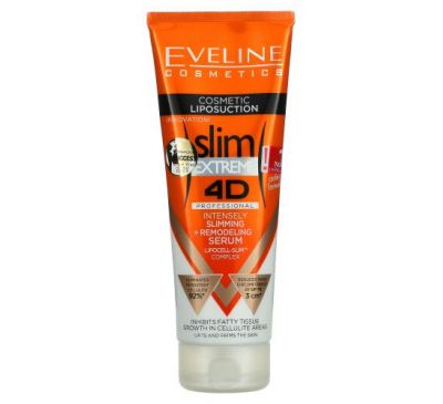 Eveline Cosmetics, Slim Extreme 4D, Professional Intensely + Remodeling Serum, 8.8 fl oz (250 ml)