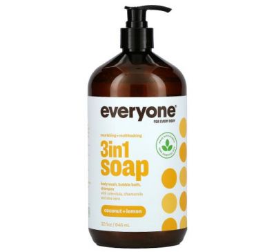 Everyone, Everyone Soap for Every Body, 3 in 1, Coconut + Lemon, 32 fl oz (946 ml)