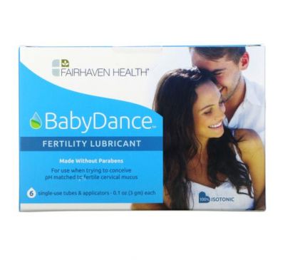 Fairhaven Health, BabyDance Fertility Lubricant, 6 Single-Use Tubes & Applicators, 0.1 oz (3 g) Each
