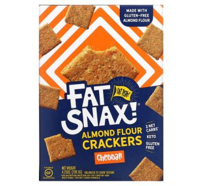 Fat Snax, Almond Flour Crackers, Cheddar, 4.25 oz (120.5 g)