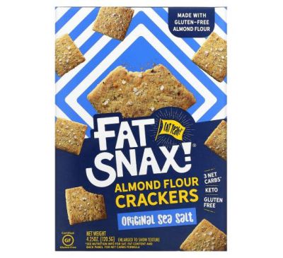 Fat Snax, Almond Flour Crackers, Original Sea Salt, 4.25 oz (120.5 g)