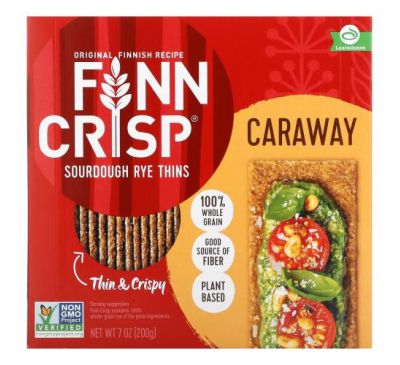 Finn Crisp, Caraway Sourdough Rye Thins, 7 oz (200 g)