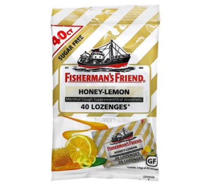 Fisherman's Friend, Menthol Cough Suppressant Lozenges, Sugar Free, Honey-Lemon, 40 Lozenges