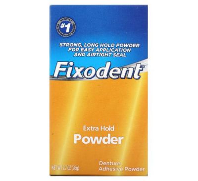 Fixodent, Адгезивный порошок для зубных протезов, экстра фиксация, 76 г (2,7 унции)