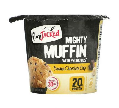 FlapJacked, Mighty Muffin with Probiotics, Banana Chocolate Chip, 1.94 oz (55 g)