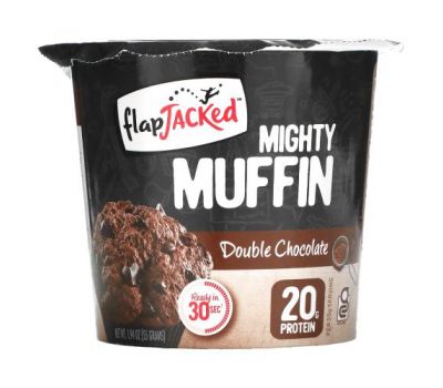 FlapJacked, Mighty Muffin с пробиотиками, двойная порция шоколада, 1,94 унции (55 г)