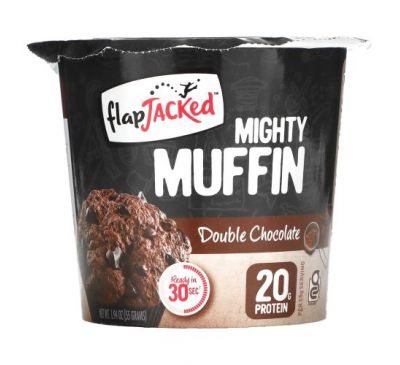 FlapJacked, Mighty Muffin с пробиотиками, двойная порция шоколада, 1,94 унции (55 г)