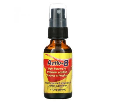Flower Essence Services, Activ-8, Flower Essence & Essential Oil, 1 fl oz (30 ml)