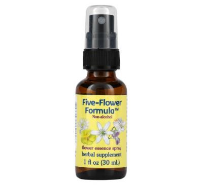 Flower Essence Services, Five-Flower Formula, Flower Essence Spray, Non-Alcoholic, 1 fl oz (30 ml)