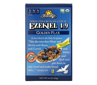 Food For Life, Ezekiel 4:9, Sprouted Whole Grain Cereal, Golden Flax, 16 oz (454 g)