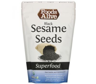 Foods Alive, Superfood, Organic Black Sesame Seeds, 12 oz (338 g)