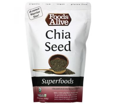 Foods Alive, Superfoods, органические семена чиа, 454 г (16 унций)