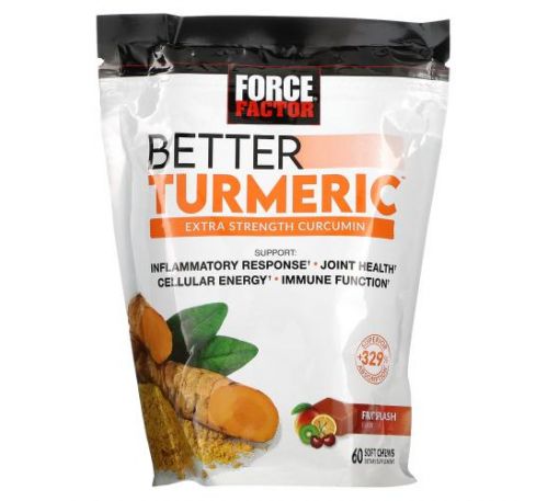 Force Factor, Better Turmeric, Extra Strength Curcumin, Fruit Splash, 60 Soft Chews