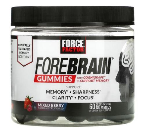 Force Factor, Forebrain Gummies, Memory Support, Mixed Berry, 60 Gummies