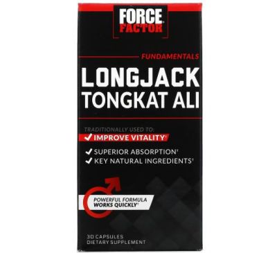 Force Factor, Longjack Tongkat Ali, эврикома длиннолистная, 500 мг, 30 капсул