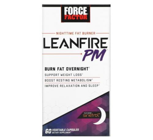Force Factor, Nighttime Fat Burner, Leanfire PM, 60 Vegetable Capsules