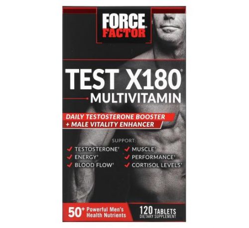 Force Factor, Test X180 Multivitamin + Testosterone Booster, 120 Tablets