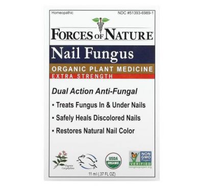Forces of Nature, грибок нігтів, органічна рослинна медицина, посилена дія, 11 мл (0,37 рідк. унції)