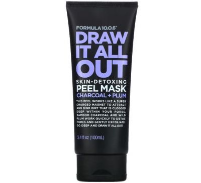 Formula 10.0.6, Draw It All Out, Skin-Detoxing Peel Beauty Mask, Charcoal + Plum, 3.4 fl oz (100 ml)