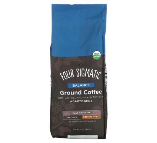 Four Sigmatic, Adaptogens Ground Coffee with Ashwagandha & Eleuthero, Balance, Medium Roast, 12 oz (340 g)