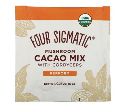 Four Sigmatic, Mushroom Cacao Mix with Cordyceps, 10 Packets, 0.21 oz (6 g) Each