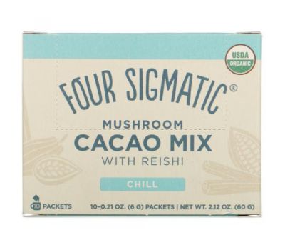 Four Sigmatic, Mushroom Cacao Mix with Reishi, 10 Packets, 0.21 oz (6 g) Each