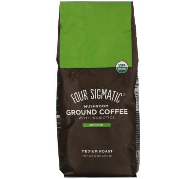 Four Sigmatic, Mushroom Ground Coffee with Probiotics, Defend, Medium Roast, 12 oz (340 g)