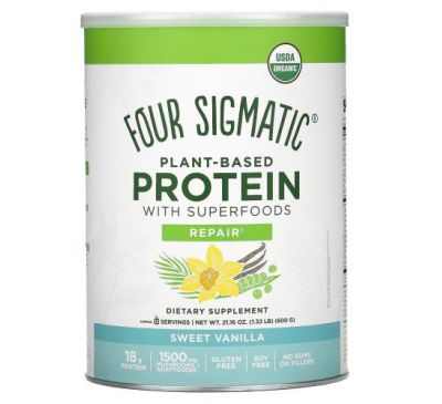 Four Sigmatic, Plant-Based Protein with Superfoods, Sweet Vanilla, 1.32 lbs (600 g)