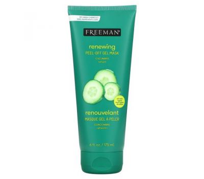 Freeman Beauty, Feeling Beautiful, Renewing Peel-Off Gel Beauty Mask, Cucumber, 6 fl oz (175 ml)
