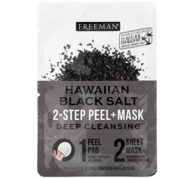 Freeman Beauty, Hawaiian Black Salt, 2-Step Peel + Beauty Mask, 1 Pad, 0.27 fl oz / 1 Sheet Mask,  0.84 fl. oz