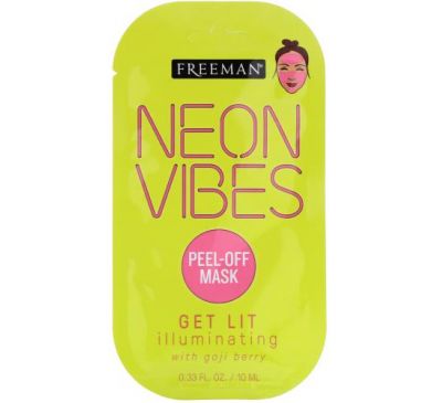 Freeman Beauty, Neon Vibes, Get Lit, осветляющая маска-пилинг для сияния кожи, 1 шт., 10 мл (0,33 жидк. унции)