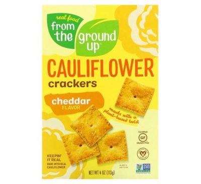 From The Ground Up, Cauliflower Crackers, Cheddar, 4 oz (113 g)