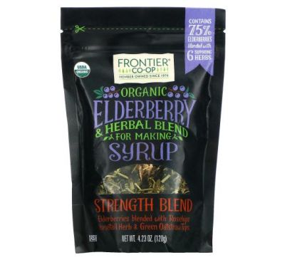Frontier Co-op, Organic Elderberry & Herbal Blend For Making Syrup, Strength Blend, 4.23 oz (120 g)