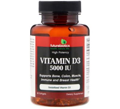 FutureBiotics, Vitamin D3, 5,000 IU, 90 Softgels