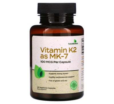 FutureBiotics, Vitamin K2 as MK-7, 100 mcg, 100 Vegetarian Capsules
