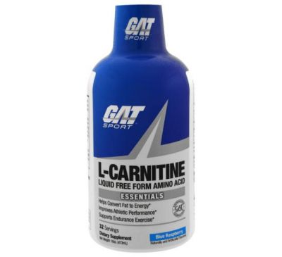 GAT, L-Carnitine, Amino Acid, Free Form, Blue Raspberry, 16 oz (473 ml)