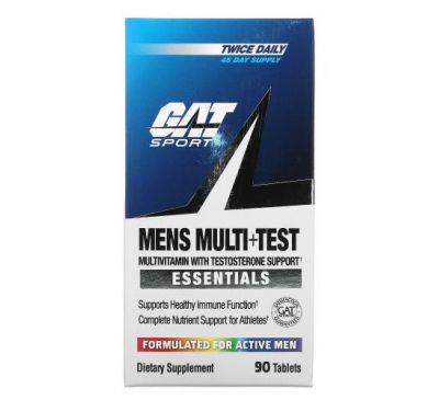 GAT, Men's Multi+Test, Multivitamin with Testosterone Support,  90 Tablets