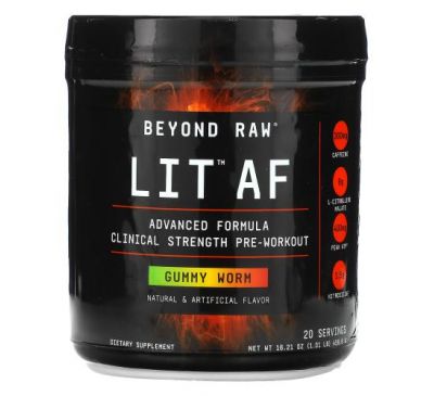 GNC, Beyond Raw, LIT AF, Clinical Strength Pre-Workout, Gummy Worm, 1.01 lb (459.6 g)