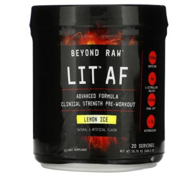 GNC, Beyond Raw, LIT AF, Clinical Strength Pre-Workout, Lemon Ice, 15.75 oz (446.4 g)