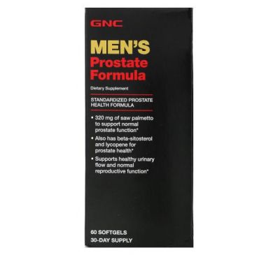 GNC, Формула для мужчин, средство для лечения простаты, 60 мягких таблеток