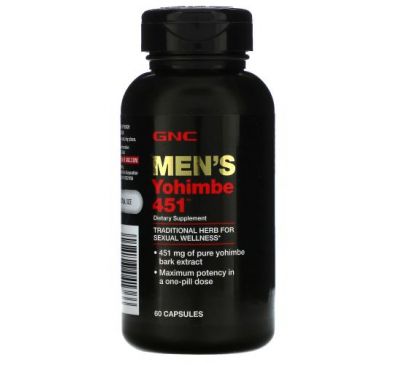 GNC, Men's Yohimbe 451, йохимбин для мужчин, 451 мг, 60 капсул
