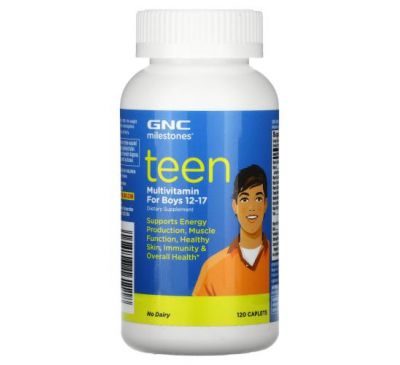 GNC, Milestones, Teen Multivitamin, For Boys 12-17, 120 Caplets