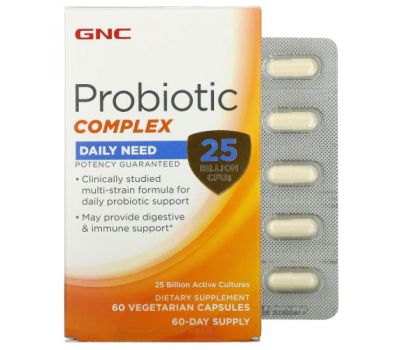 GNC, Probiotic Complex, Daily Need, 25 Billion CFUs, 60 Vegetarian Capsules